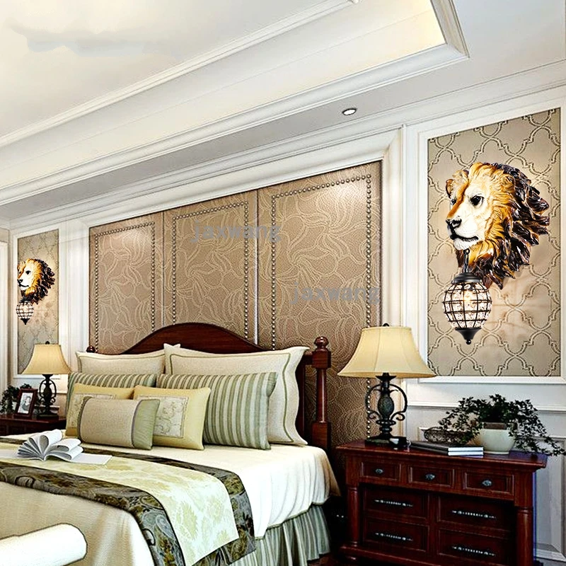 American led Animal wall lamp Modern resins Lion light industrial deco bedroom glass shade lighting staircase luminaire | Лампы и