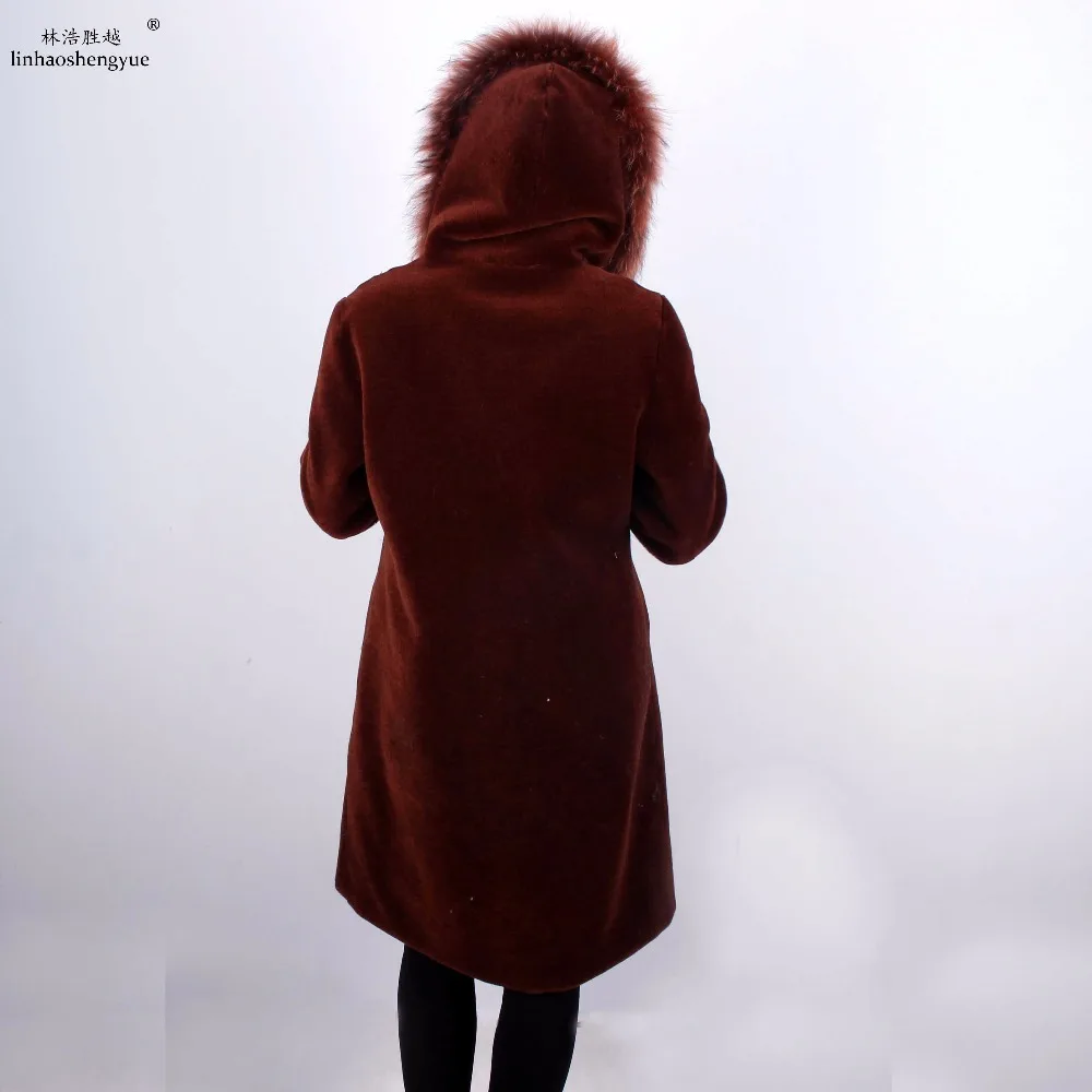 Linhaoshengyue  Women Long Sheep Coat High Quality Compound Sheepskin Coat