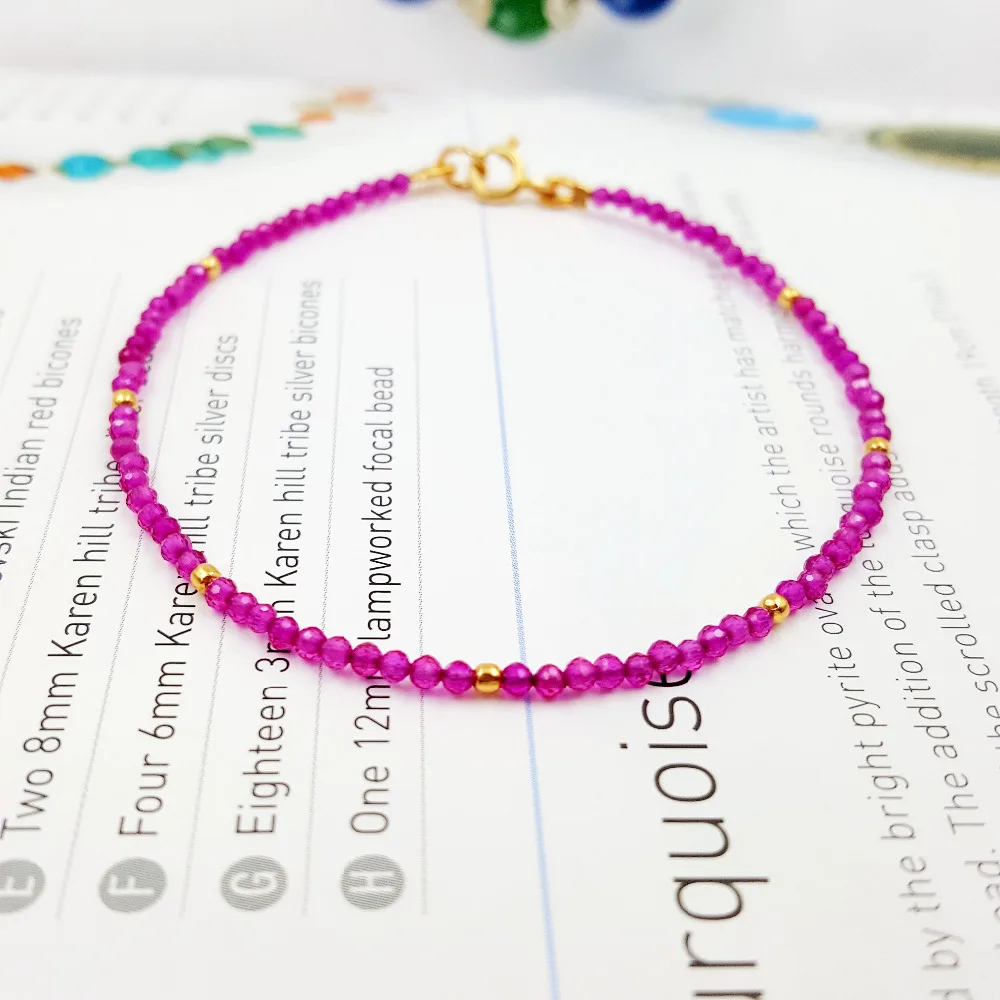 Lii Ji Purple Red Lab-created Ruby 925 sterling silver Gold Color Shining Bracelet | Украшения и аксессуары