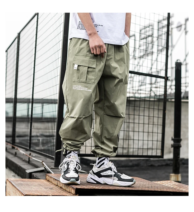 LAPPSTER Men Streetwear Carog Pants Summer Joggers Pants Men Black Hip Hop Harem Pants Korean Style Trousers Polyester