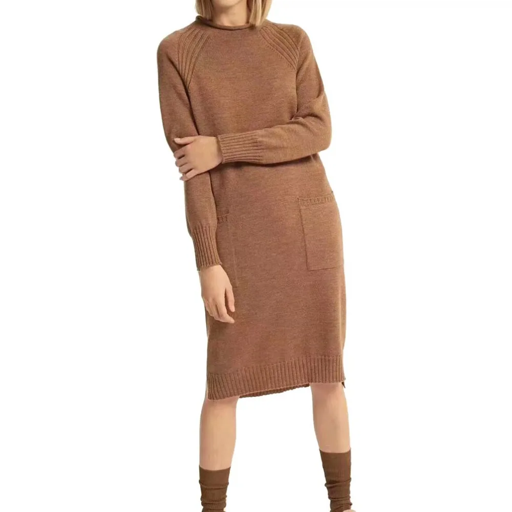 Sweater Dress Women 2018 Winter Spring High-End Pure Cashmere Wool Twist Rolled Collar Soft Cozy Oversized Vestido de Festa | Женская
