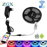 zgx 5050 rgb led strip wifi controller 60ledm 5m uk au neon light lamp waterproof flexible tape diode ribbon dc 12v adapter set