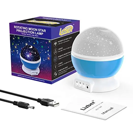 Детский ночник проектор Moon Star с вращением на 360 градусов 4 светодиодных лампы 9