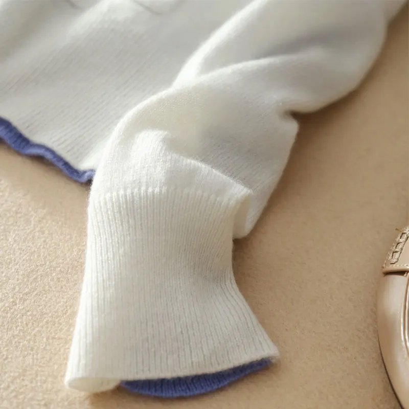 2018 весна осень v-образный вырез 100% чистый кашемир кардиганы пэчворк белый Макси