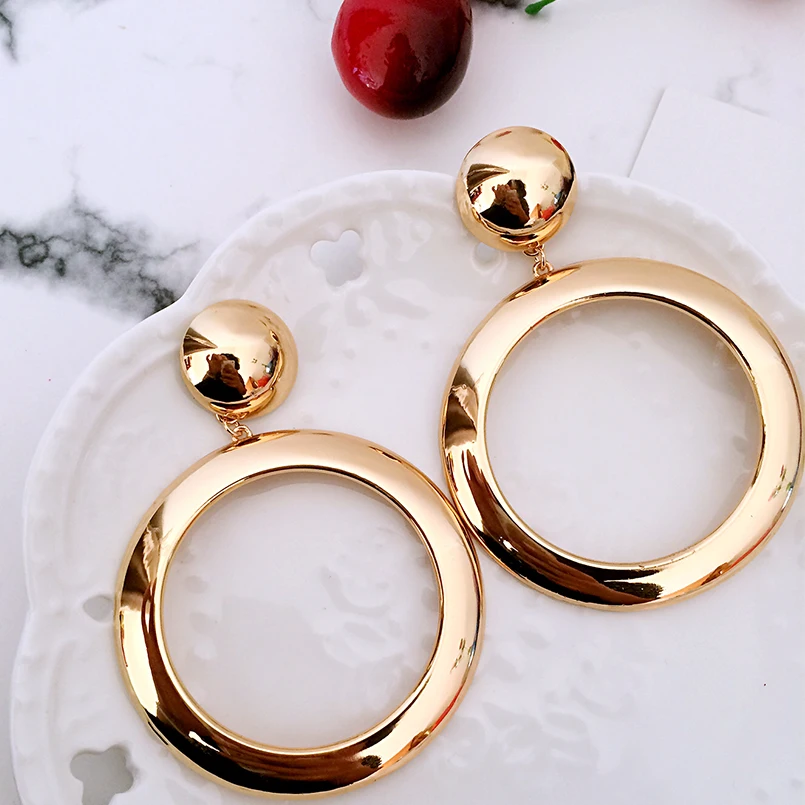 hip hop punk round eardrops big drop earrings alloy hoop Circle hanging statement jewelry bijoux femme brinco grande | Украшения и