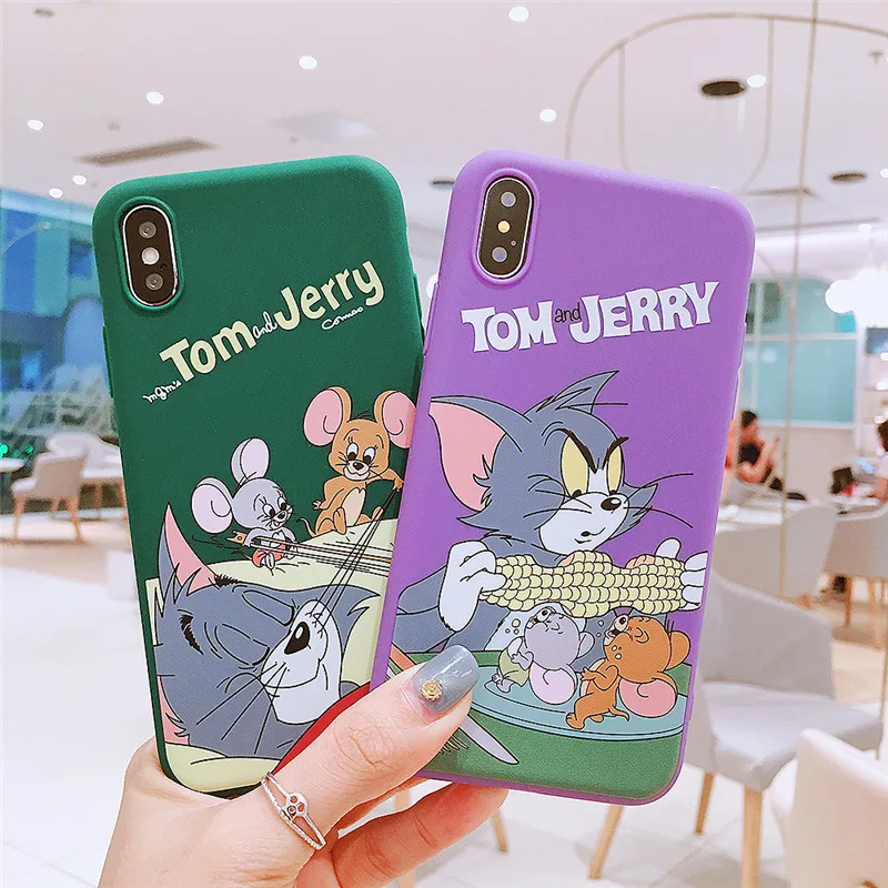 lovely cartoon cat mouse tom Jerry funny Mobile Phone Case for iphone XS MAX XR 6 6s 7 8 plus X 10 Soft TPU fashion case Shell |