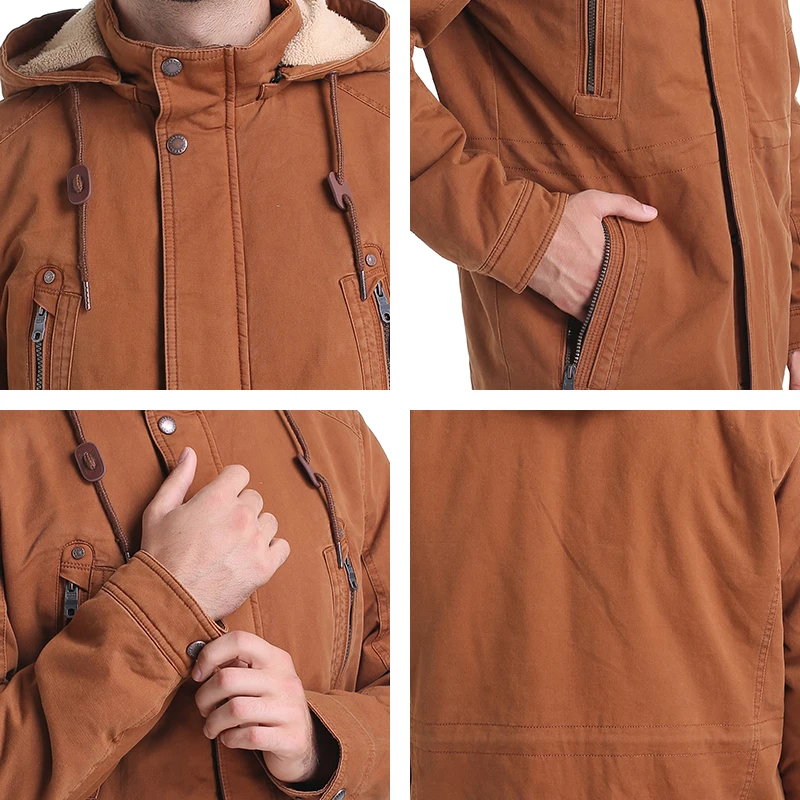 CORBON Jacket Men's Parkas Thick Hooded Coats Men Thermal Warm Casual Jackets Male Outerwear Brand Clothing | Мужская одежда