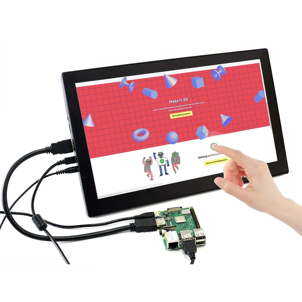 Waveshare 13.3inch Capacitive Touch Screen 1920x1080 IPS Display Supports Raspberry Pi/Jetson Nano/BB Black and General PC - купить по