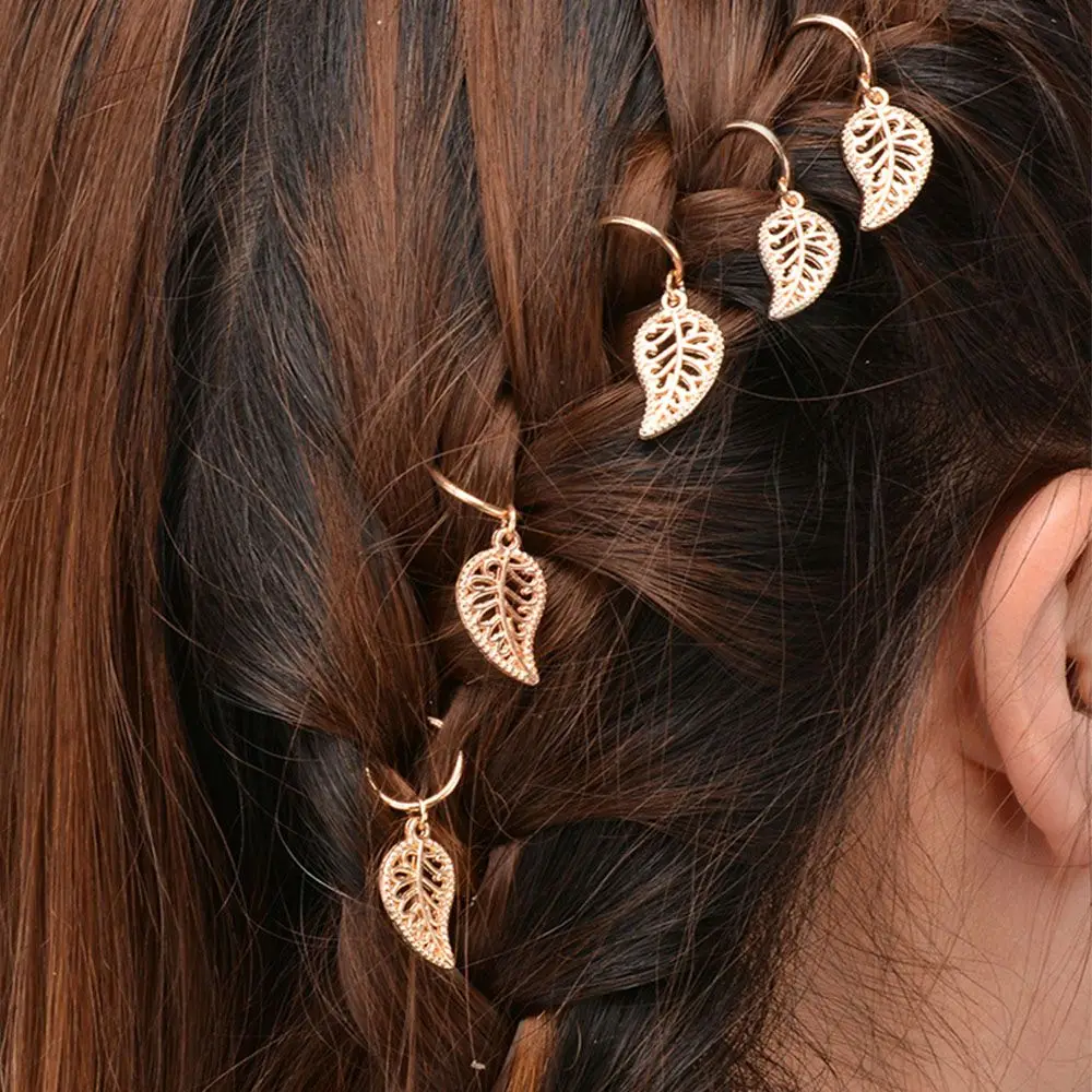 5 шт. заколки для волос в виде листьев девочек стиле панк хип-хоп оплетка кольцо