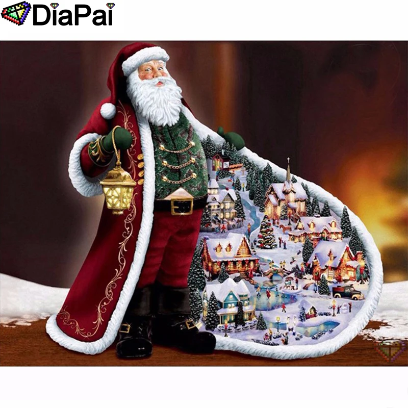 

DIAPAI Diamond Painting 5D DIY 100% Full Square/Round Drill "Santa Claus house" Diamond Embroidery Cross Stitch 3D Decor A24610