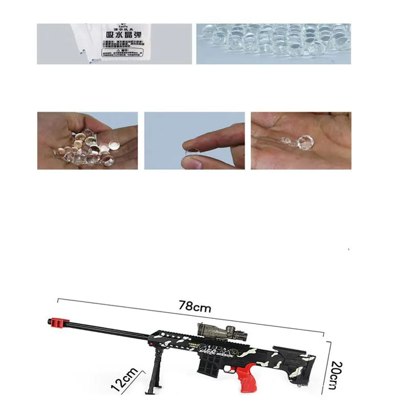 Plastic Pistol Toy Gun Panitball Sniper Rifle Barrette Soft Water Crystal Bullet Airgun Orbeez Toys For Kids Boys | Игрушки и хобби