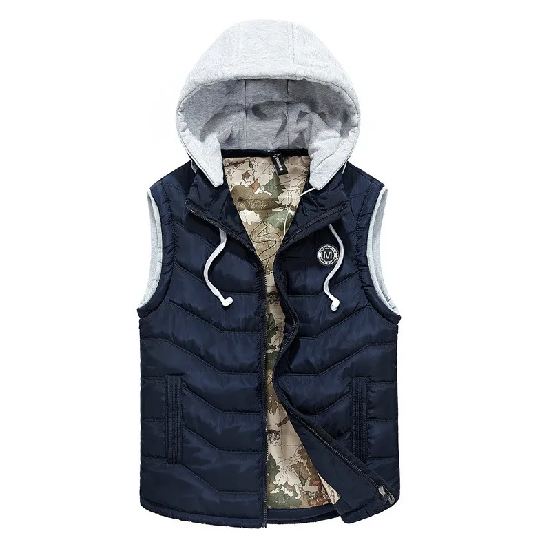 2018 New winter vest men Fashion Slim Coat Casual Cotton Zipper Waistcoat Warm thick Hooded jacket sleeveless parkas coat | Мужская