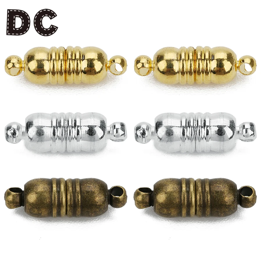 Wholesale 5pcs/lot 6*18mm Thread Shape Gold Color Magnetic Clasps DIY End Caps Connectors For Bracelet Necklace Jewelry Findings