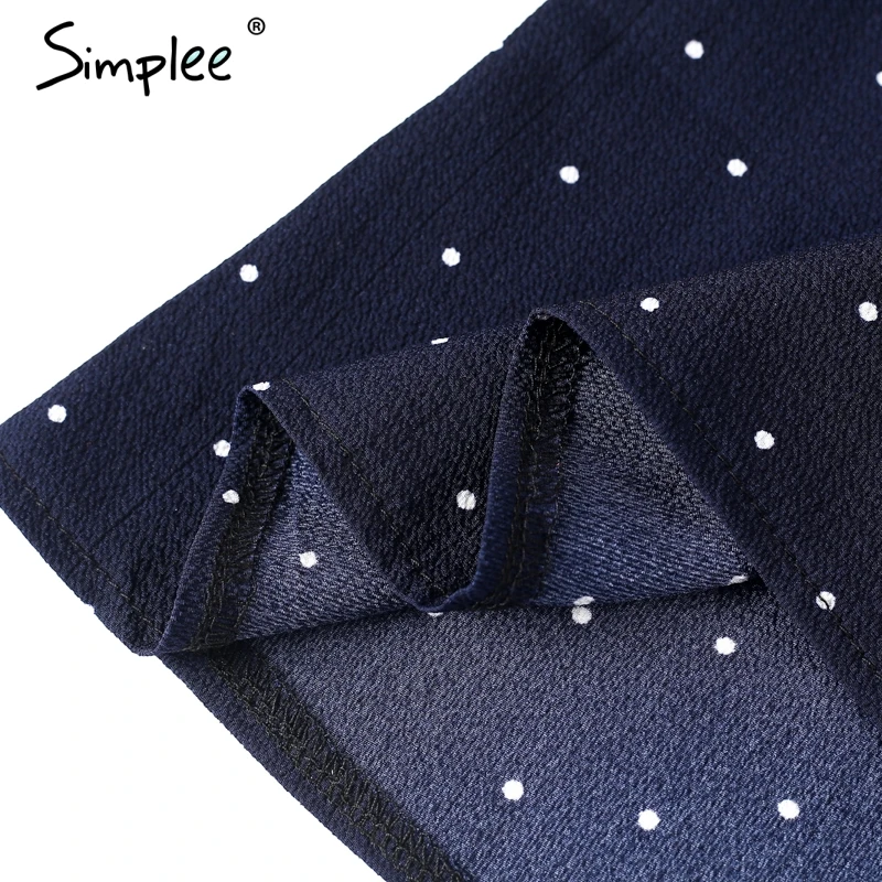 Simplee рюшами шифоновые в горошек летнее платье Винтаж мягкий черный короткое с