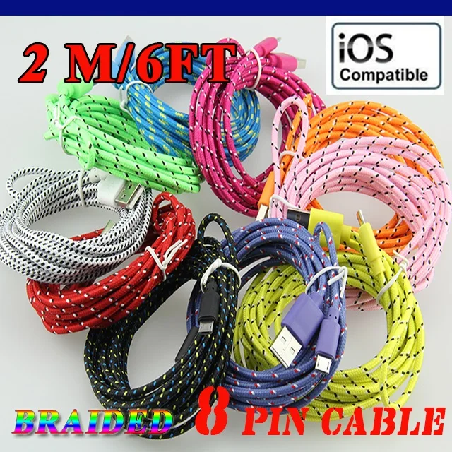 300pcs/lot 1M 2M 3M long Round Fabric Braided Rope 8pin Usb Charger Sync Data Phone Cable for iPhone XS Max XR X 8 7 6 Ipad | Электроника