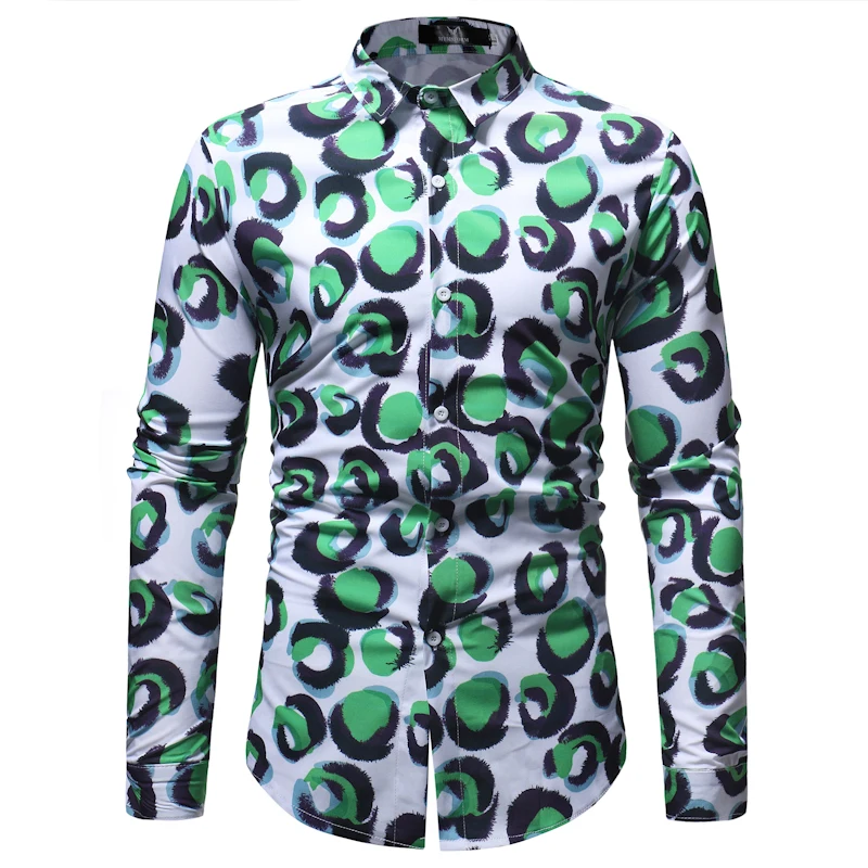 Осенние мужские рубашки Новая Мода Покер печатных Slim Fit мужские клетчатые повседневные мужские рубашки Chemise Homme Manche Longue