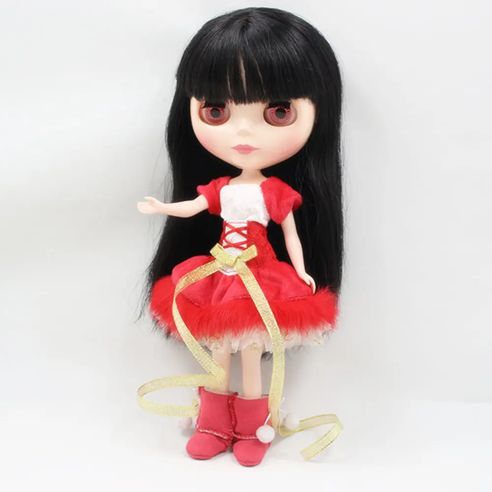 Кукольное платье DBS blyth с юбкой на новый год красная кружевная Рождественская