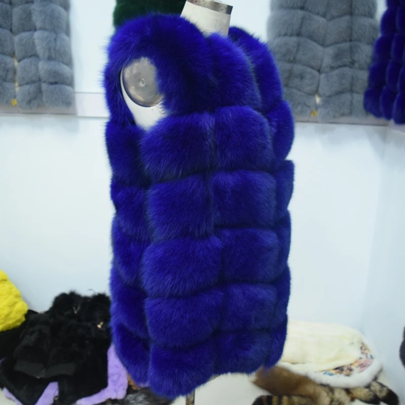 Женский Пушистый Жилет из натурального меха зимняя утепленная куртка без