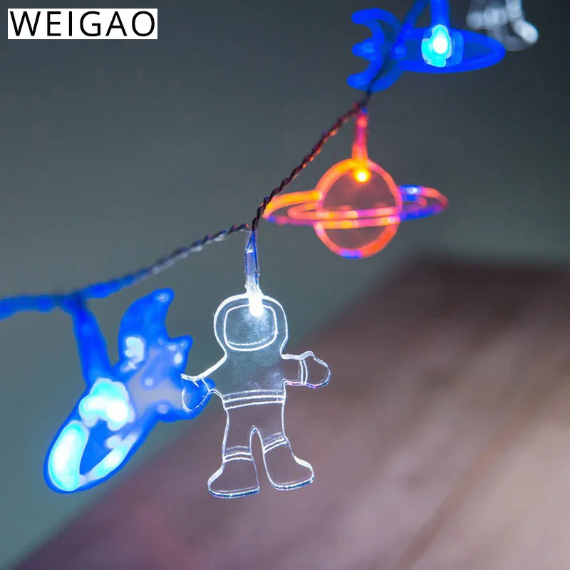 WEIGAO 2 м 10 светодиодный свет космонавты и ракеты корабль космическое пространство вечерние гирлянды Галактическая солнечная система вечерние принадлежности для мальчиков на день рождения