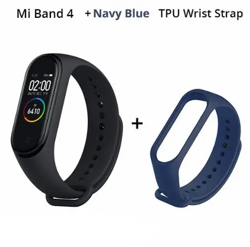 add dark blue strap Xiaomi mi Band 4 умный браслет 3 цвета AMOLED экран mi band 4 Smartband фитнес-тренажер Bluetooth спортивный водонепроницаемый смарт-браслет - Цвет: add dark blue strap