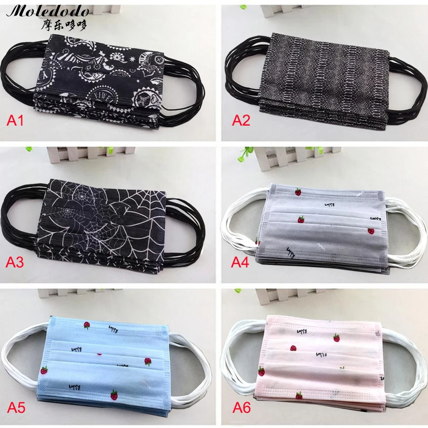 

Disposable Black Mouth Mask 18 Kinds of Printing Spunlace Tide Anti-fog Haze Dust Breathable Adult Face Mask Mouth Mask