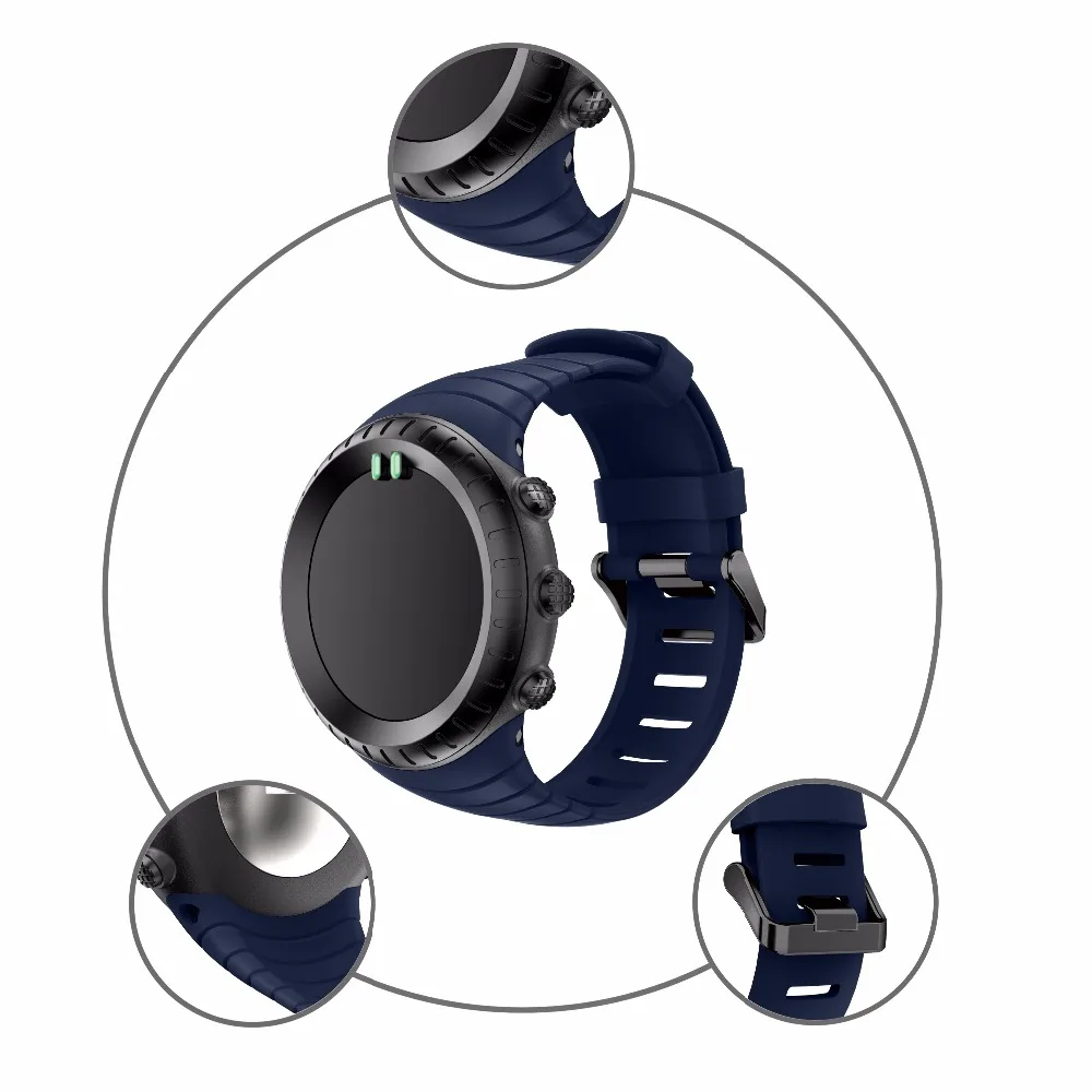 Модный спортивный ремешок для часов силиконовый + застежки пряжки SUUNTO CORE сменные