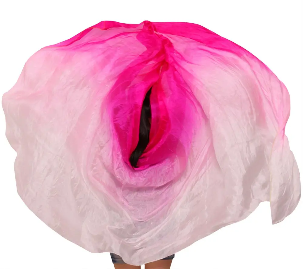 

100% Silk Belly Dance Props Women Belly Dance Silk Veil 250*114cm Belly Dance Veil Girls Belly Dance Silk Veils Rose+Pink+White