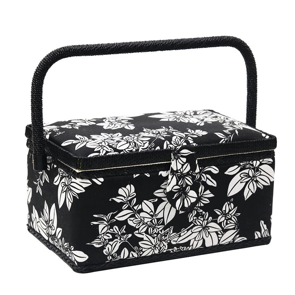 Многофункциональная швейная коробка с набором для шитья деревянные и покрытые