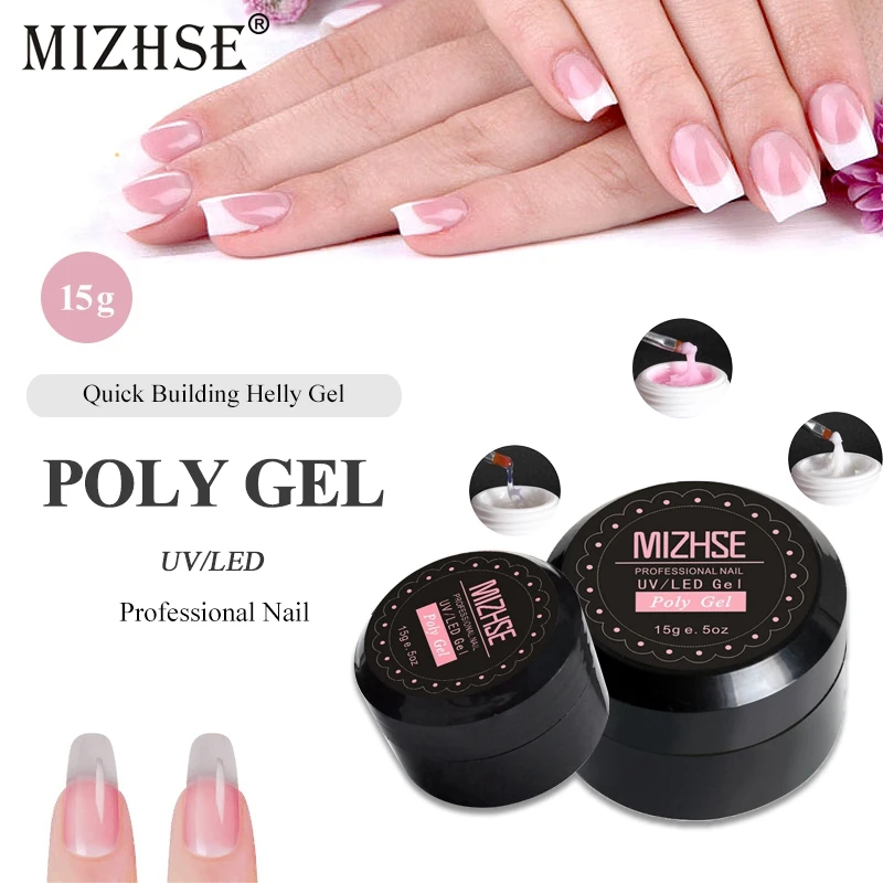 MIZHSE, УФ-гель, полигель для наращивания ногтей, кристально-желе, полигель для ногтей, УФ-гель, светодиодный, твердый гель, акриловый, строительный, Слип-раствор, наборы