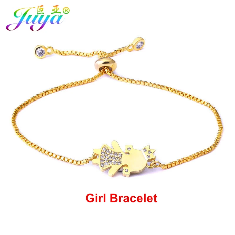 Gold Girl Juya браслет на заказ золото/серебро/Корона из розового золота мальчик девочка мама браслеты для мамы и дочки Регулируемый слайдер цепи браслеты - Окраска металла: Gold Girl