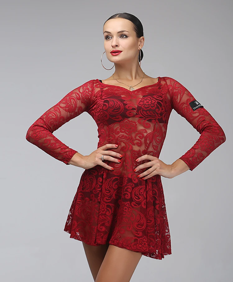 Платье для латиноамериканских танцев красное платье Женский костюм румбы и