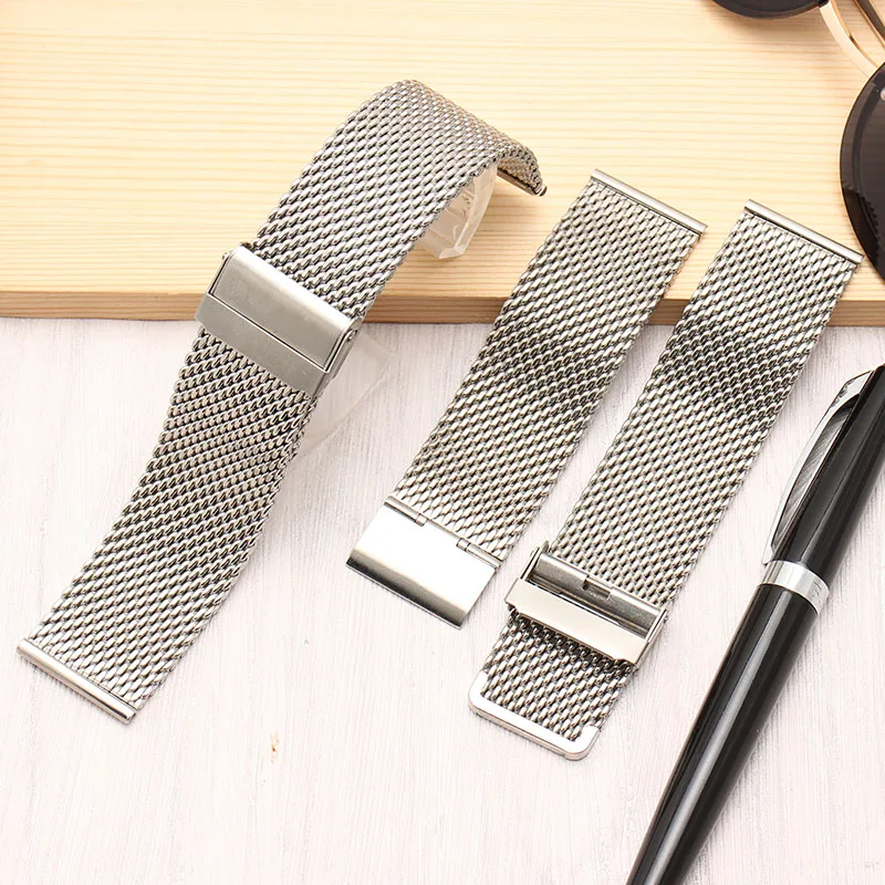

2019 NEW Arrivals 24mm Universal Stainless Steel Metal Watch Band Strap Bracelet Silver Watch accessories+Free shipping