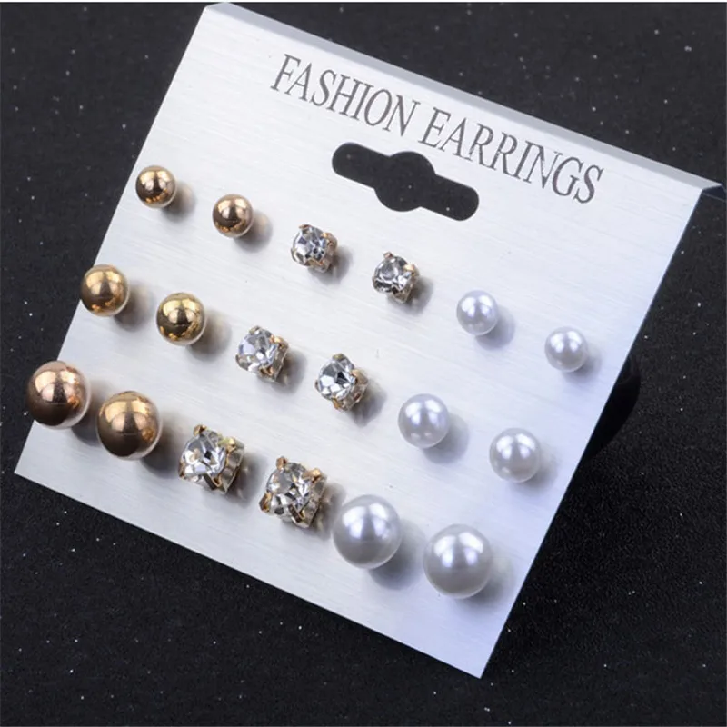 Бесплатная доставка модные женские ювелирные изделия 1 комплект/9 пар серег из