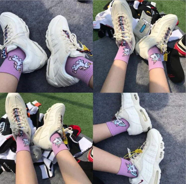 240 пара/лот Мода Harajuku Для женщин носки с мультяшным рисунком женские хлопковые