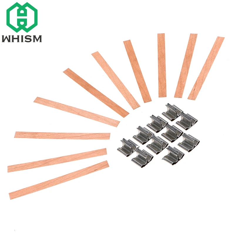 Wism DIY деревянный фитиль с железными стендами деревянный сердечник Sustainer Tab ручной работы воска ремесло домашний декор 10 шт
