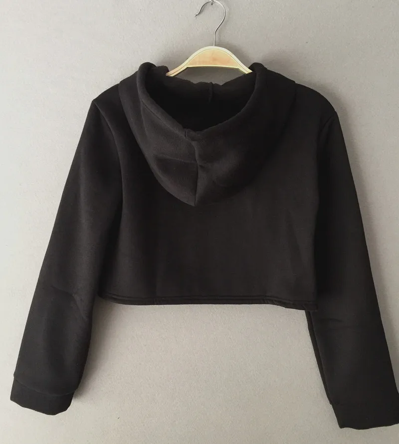 Fashion Women Hoodie 100%Cotton Letter printed Cropped Long Sleeve O-Neck Hoodies Streetwear Sweatshirt | Женская одежда