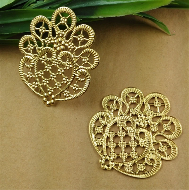 

50 Pcs 36*41MM 7 Colors European Hollow Out Flower Charms Wholesale Brass Material DIY Jewelry Vintage Pendant Charms