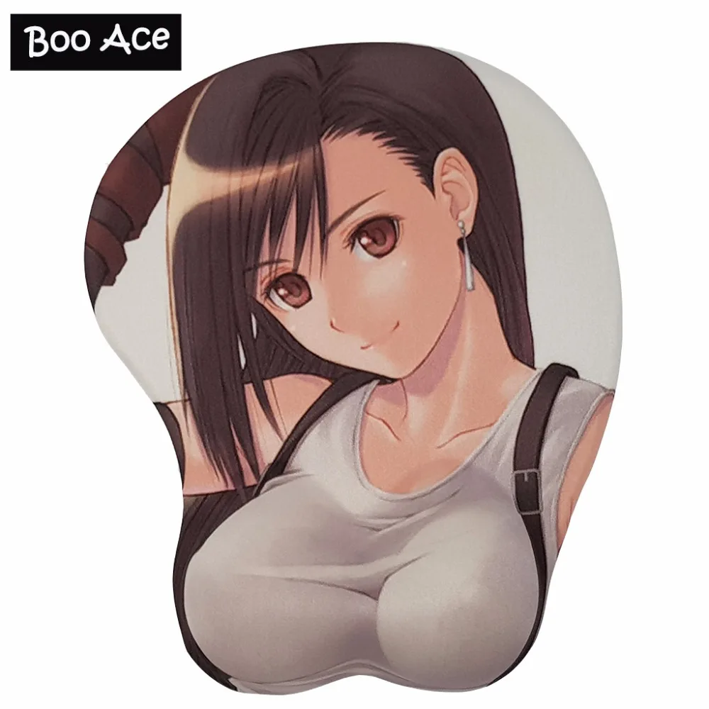Черный коврик для мыши в стиле аниме Tifa Lockhart, игровой коврик для мыши, сексуальный большой мягкий 3D коврик для мыши, подставка для запястья h2.8 см/1,1 дюйма