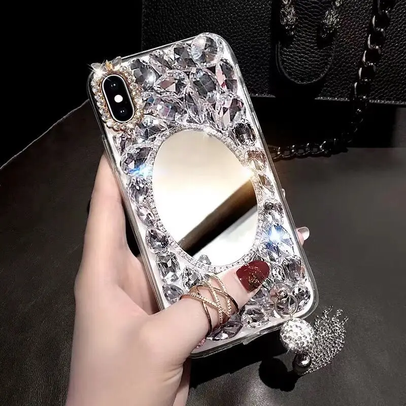 ORYKSZ Luxury Bling Glitter Mirror Phone Case For iPhone X 8 7 6 6s Plus Handmade Diamond Cases XS MAX XR Cover | Мобильные телефоны