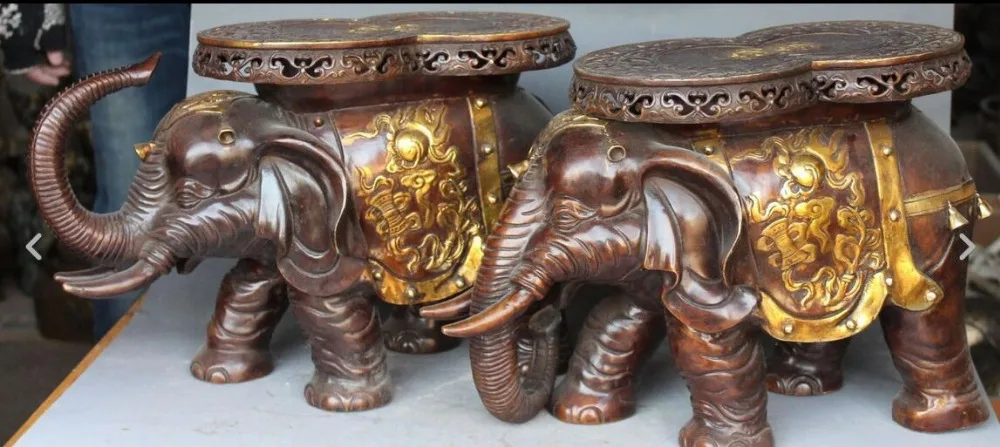 18 &quotБронзовый позолоченный слон Heffalump дверь стул курильница
