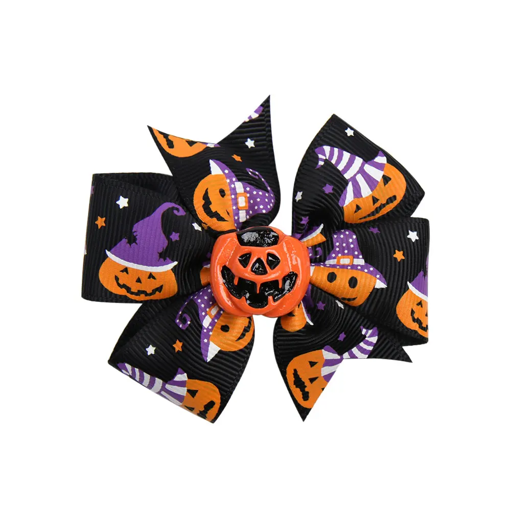 2Pcs3 &quotХэллоуин Мини волосы банты для девочек Печать заколки волос Grosgrain