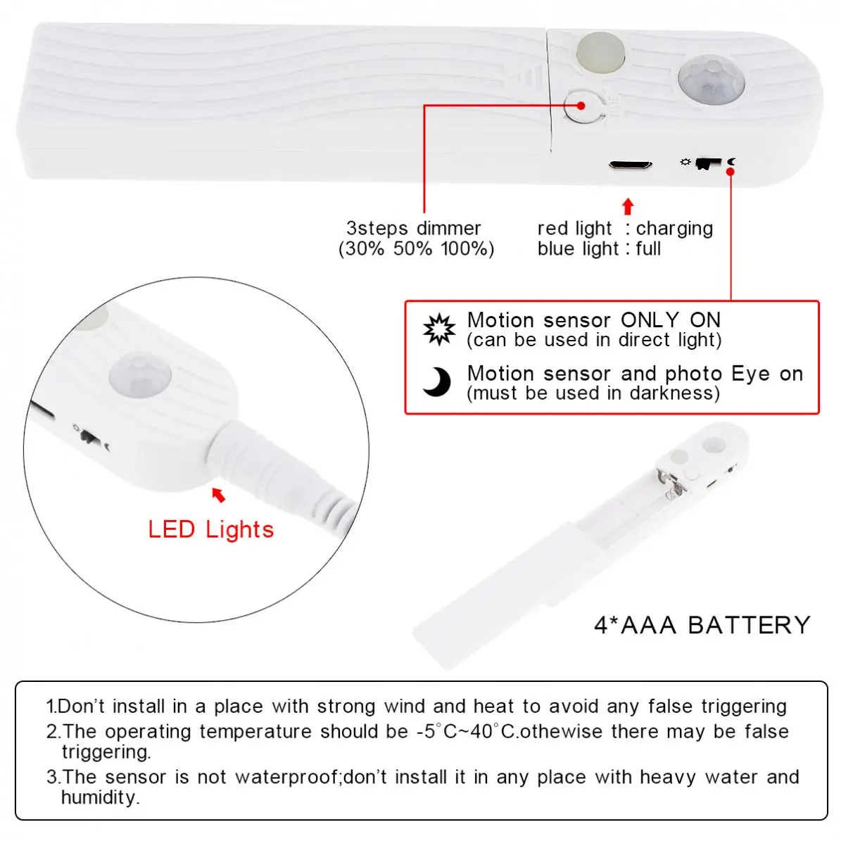 3M 2W 5V 120 LM LED Strip Light Human Infrared Induction Lamp with Waterproof Dripping Glue for Wardrobe/Drawer/Showcase/Cabinet | Лампы и