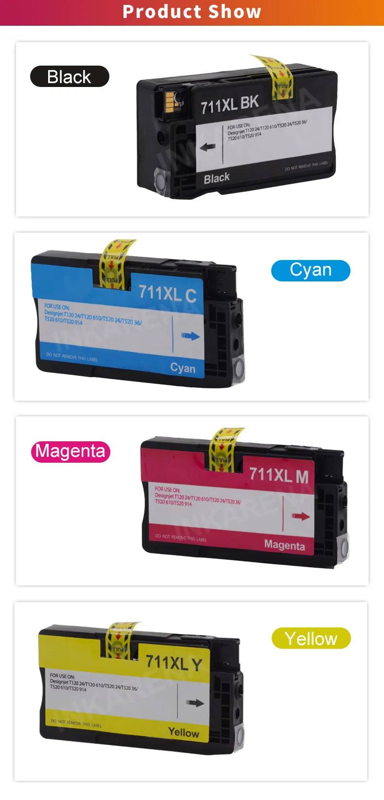 INKARENA 8 шт. совместимый картридж с чернилами Замена для hp 711 для hp 711 711XL Designjet T120 T520 картриджи для принтеров полный чернил