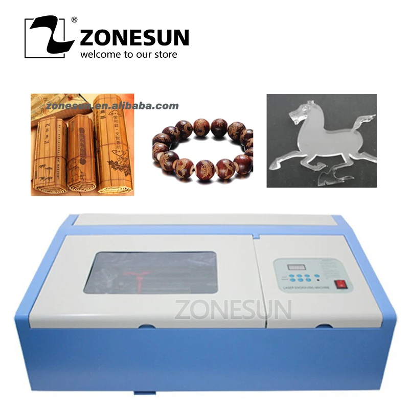 ZONESUN 110/220 В 40 Вт 200*300 мм мини CO2 лазерная гравировальная машина 3020 гравировка для