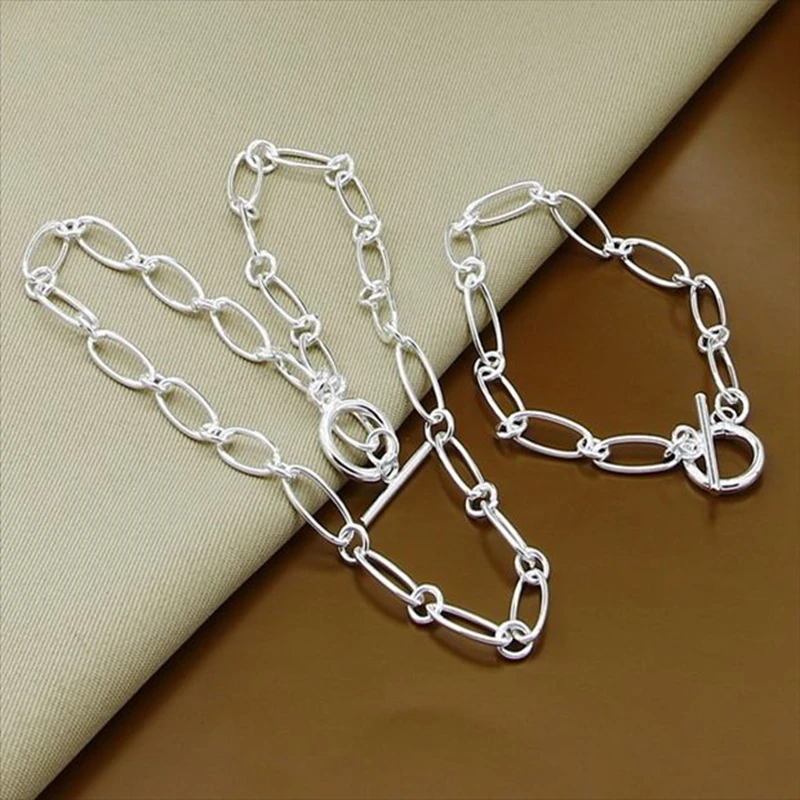 Ювелирный Комплект из колье браслета и пуговицы серебра 925 пробы | Украшения