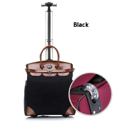 18 inch black caster LeTrend, вместительные дорожные сумки, женские, черные, на колёсиках, Спиннер, чемодан из материала Оксфорд, на колесиках, на колесиках, для студентов, для переноски на багажнике - Цвет: 18 inch black caster
