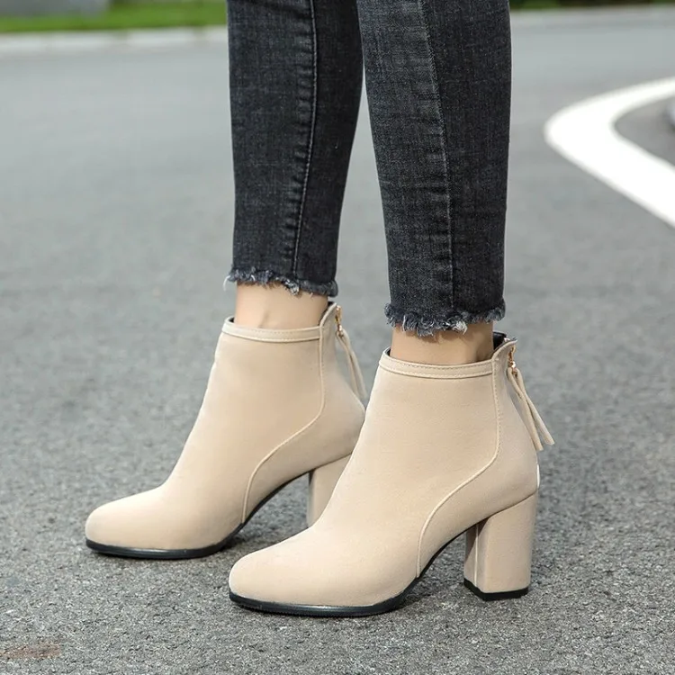 Большой размер обувь на высоком каблуке женские Ботинки Martin толстом средней