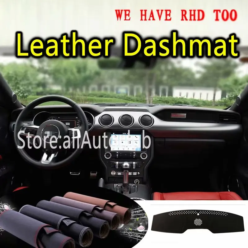 Для Ford Mustang 350gt 500 2015 2016 2017 2018 2019 кожаный Dashmat крышка приборной панели ковёр под