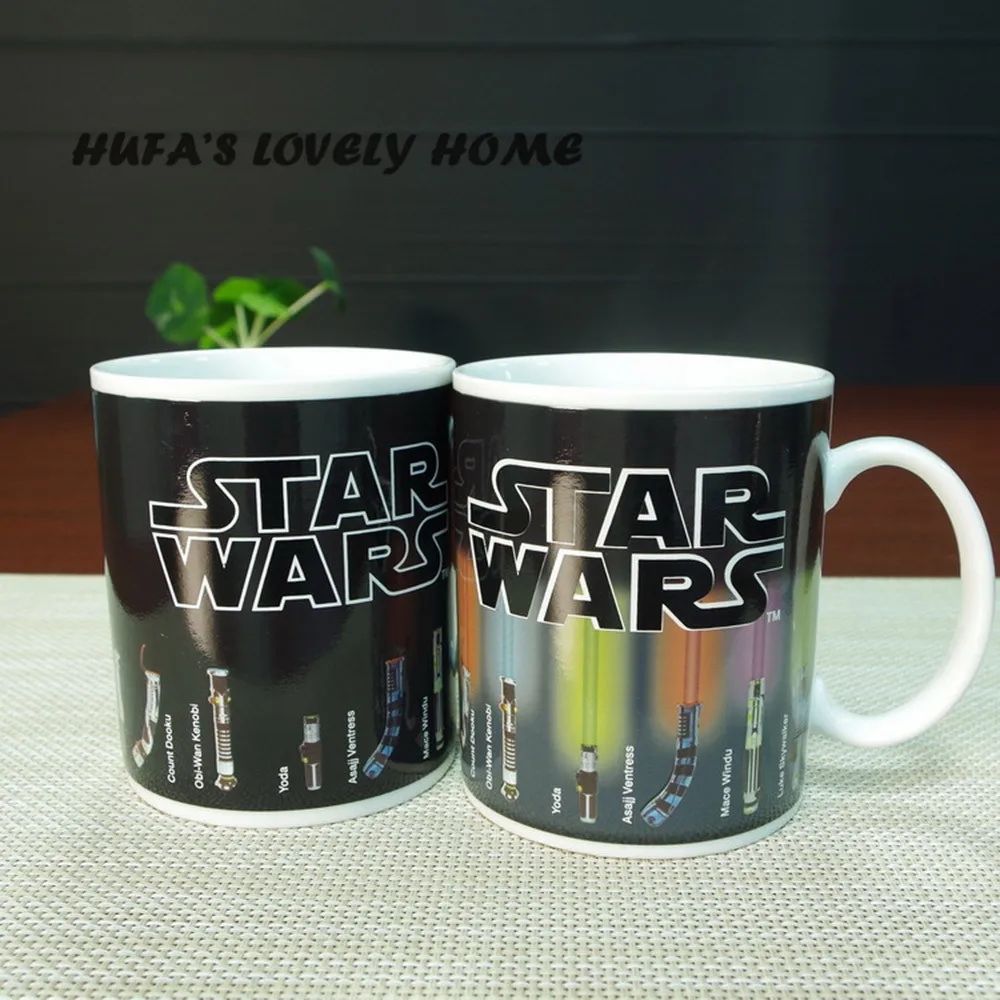Creative Ceramic Star Strip Color Mug Changing Cup Discoloration Coffee Tea Milk Mugs Novelty Gifts | Дом и сад