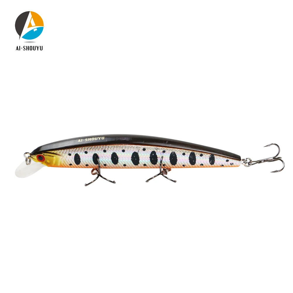 AI SHOUYU 1pc New Artificial Fishing Lure Hard Minnow Bait 105mm 17g with 3 Treble Hook Suspending 0.5 1.0m Depth|Наживки для рыбной